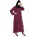 Party wear abaya with pintucks- Wine  Party wear abaya with pintucks- Wine