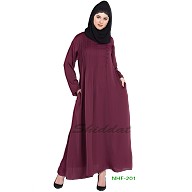 Party wear abaya with pintucks- Wine  Party wear abaya with pintucks- Wine