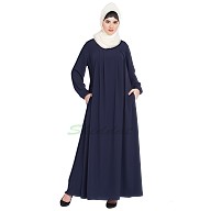 Casual pleated abaya- Navy Blue Casual pleated abaya- Navy Blue