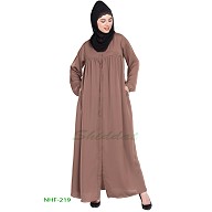 Front open casual abaya- Beige  Front open casual abaya- Beige