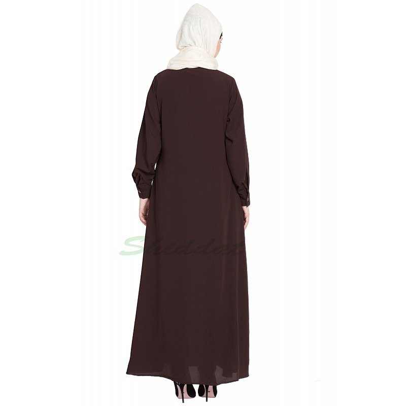 dark brown open abaya