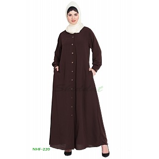 Front open casual abaya- Brown color