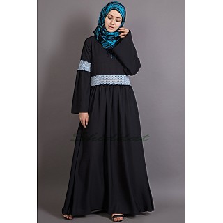Classic abaya with Lace work - Black