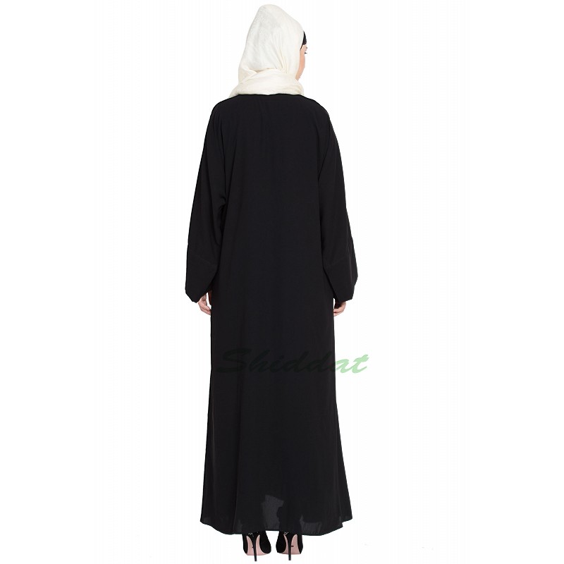 Dubai Front open with zip Denim Abaya Grey