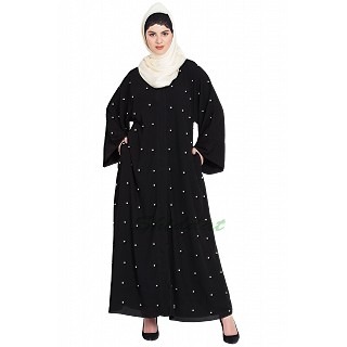 Front open Dubai abaya- Black