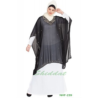 Double layer embellished party wear abaya