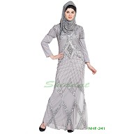 Designer embellished party wear Gown- Silver Grey Designer embellished party wear Gown- Silver Grey