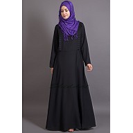 Frilled design Casual Abaya -Black  Frilled design Casual Abaya -Black