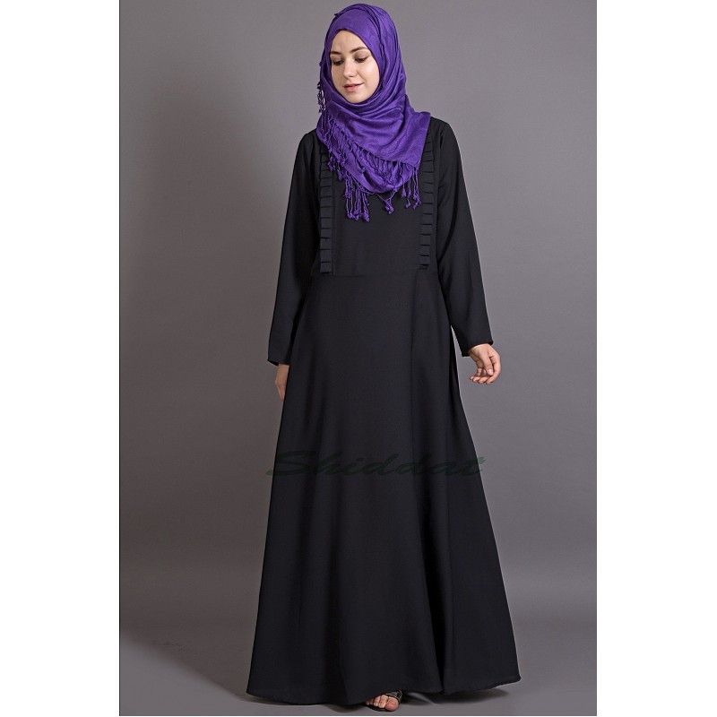 Abaya online in India- Frill abaya with side pocket