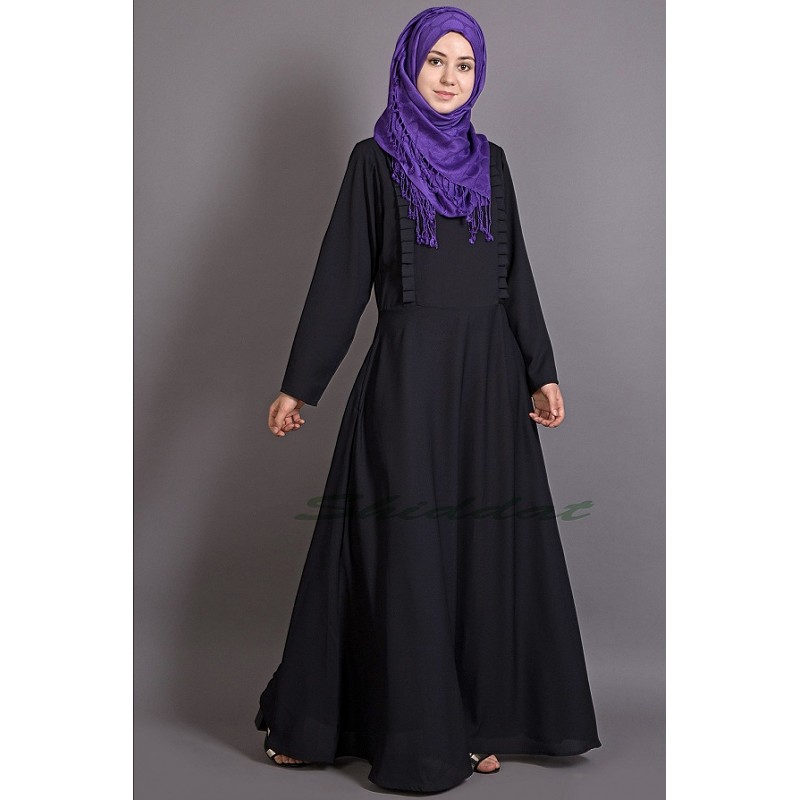 Abaya online in India- Frill abaya with side pocket