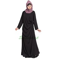 Pleated casual abaya- Black Pleated casual abaya- Black