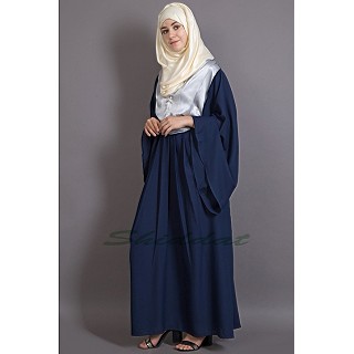 Designer Bohemian abaya- Navy Blue-Silver