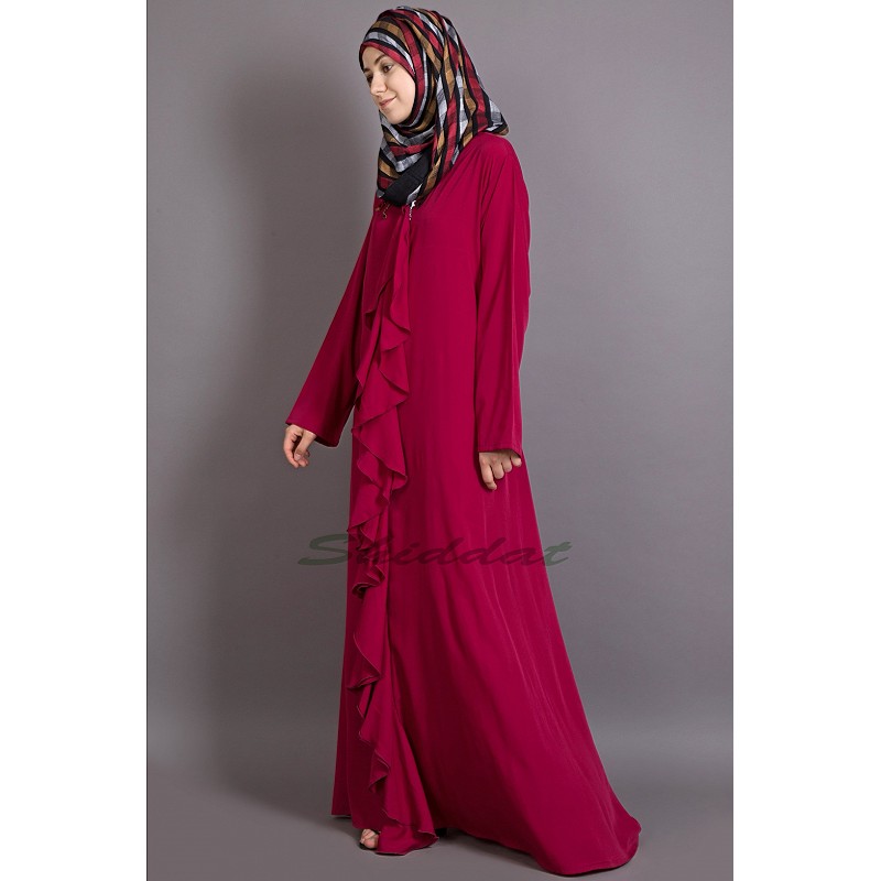 Abaya online Buy Aline abaya with frills at at low rates.