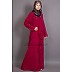 Casual  abaya- Wine colored with front frill      Casual  abaya- Wine colored with front frill