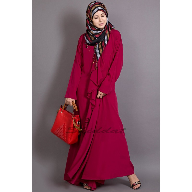 Abaya online Buy Aline abaya with frills at at low rates.