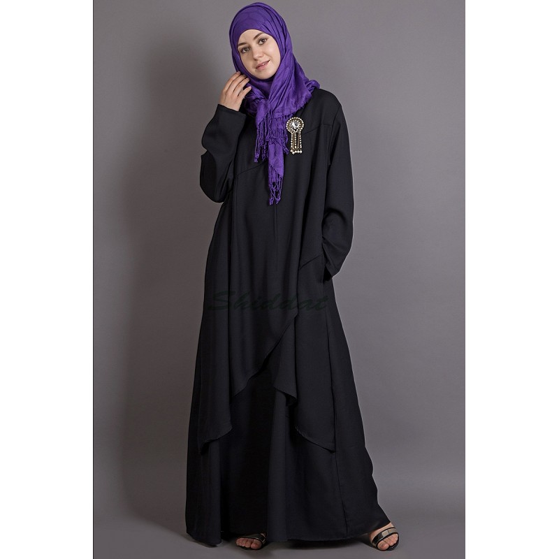Abaya online in India- Asymmetrical Black abaya