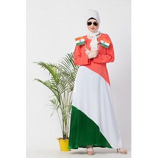 Tricolor asymmetrical Abaya