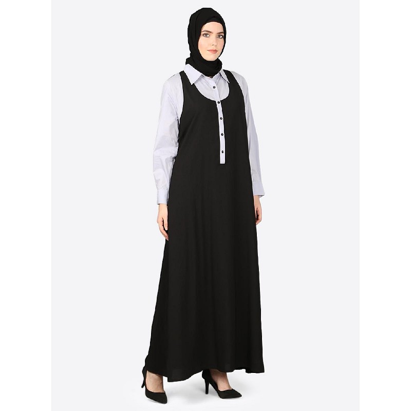 Abaya online in India- Collar abaya with side pocket