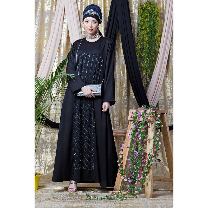 black abaya stone work