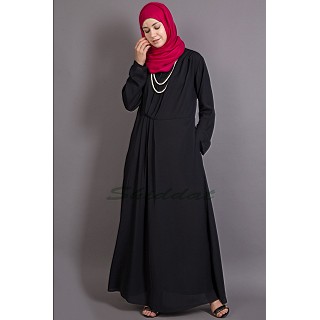 Asymmetrical Pleated abaya - Black
