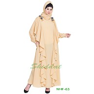Frilled party wear abaya- Beige  Frilled party wear abaya- Beige