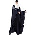 Embroidery Kaftan abaya with ruffled border- Navy Blue