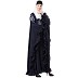 Embroidery Kaftan abaya with ruffled border- Navy Blue