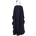 Embroidery Kaftan abaya with ruffled border- Navy Blue