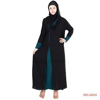 Naqab- Black colored Side open Double Layered Abaya