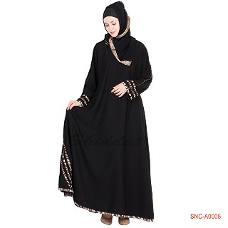 Black Colored Turkish Design Abaya -Fabric Georgette
