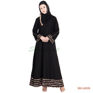 Abaya in turkish design with 5 line border