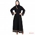 Turkish design abaya with 3 line border Turkish design abaya with 3 line border