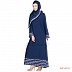 Blue colored Turkish abaya with 5 line border Blue colored Turkish abaya with 5 line border