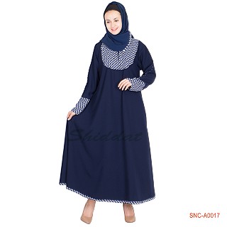 Abaya- Blue Colored with Print on Top 