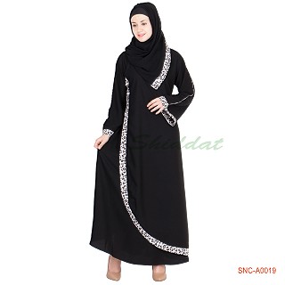 Abaya- sari design in black color