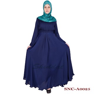 Full flared umbrella abaya - Monaco Blue