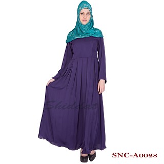 Pleated Purple Abaya - Nidha Fabric