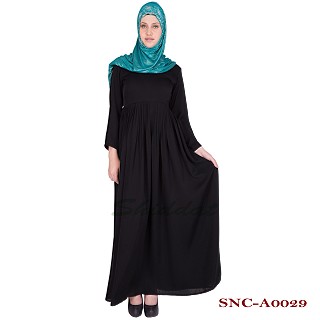 Black pleated abaya- Nidha Fabric