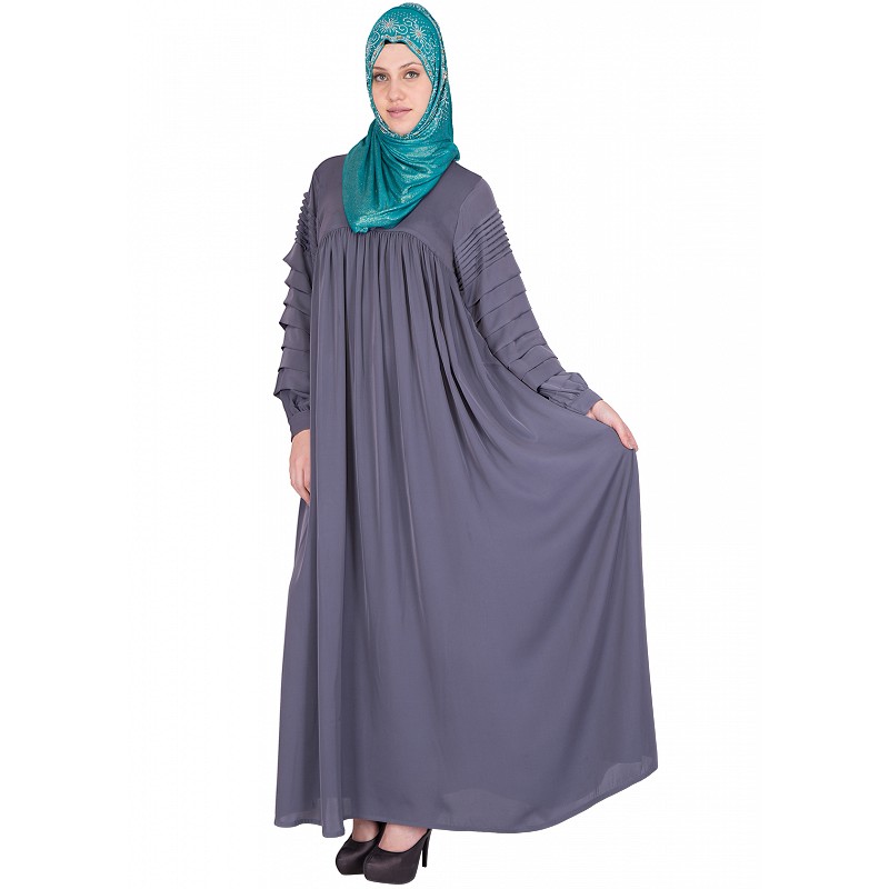 Pleated abaya online Buy full flared A line skirt cut Burqa at shiddat