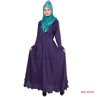 Pleated Nida Abaya - Dark Blue shade