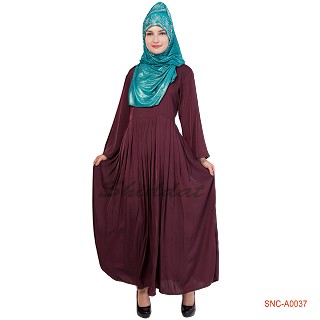 Umbrella abaya with pleats - Livid Brown
