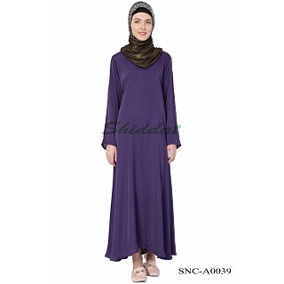 Simple Nida Abaya- Purple Colored