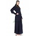 Pleated Abaya - Navy Blue 