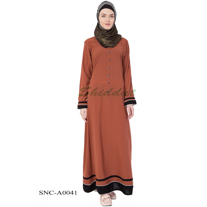 Simple abaya Caramel Brown colored abaya with border