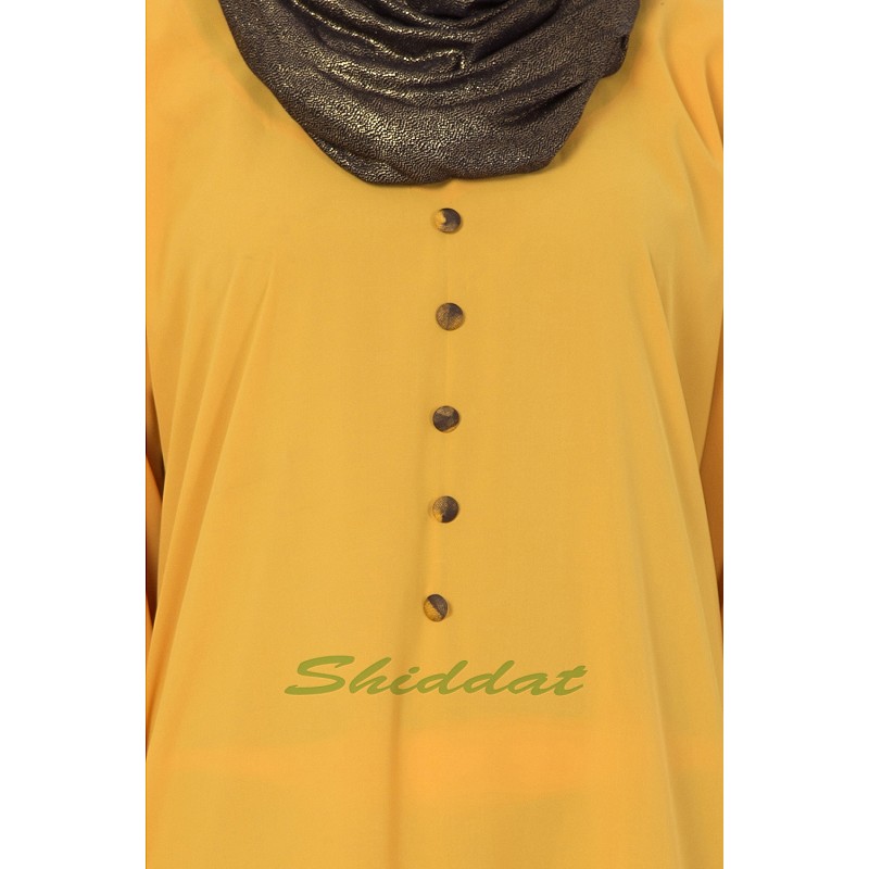 Casual abaya Mustard colored abaya with printed border