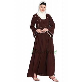 Simple A-line abaya- Coffee Brown color