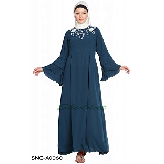 Embroidered abaya - Navy Blue