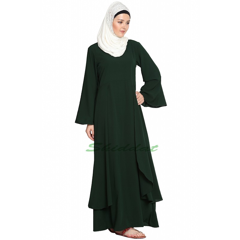 Layered abaya Buy Bottle Green layered abaya online Shiddat.
