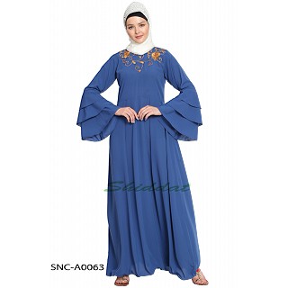 Embroidered abaya - Blue