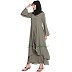 Layered abaya- Solid Bottle Grey